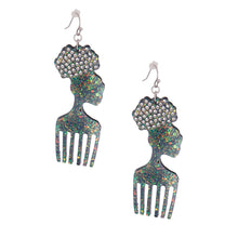 Load image into Gallery viewer, Black Glitter Hair Pick Earrings
