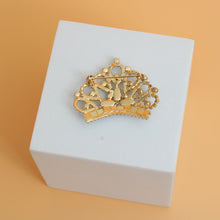 Load image into Gallery viewer, Gold Rhinestone Classic Crown Brooch
