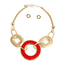 Load image into Gallery viewer, Red Rhinestone Ring Chunky Chain Set
