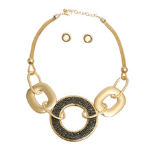 Load image into Gallery viewer, Black Rhinestone Ring Chunky Chain Set
