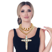 Load image into Gallery viewer, Chunky Aurora Borealis Jumbo Cross Necklace
