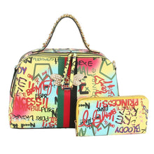 Load image into Gallery viewer, Graffiti Stripe Top Handle Handbag Set
