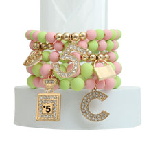 Load image into Gallery viewer, Matte Pink and Green Boutique Charm Bracelets
