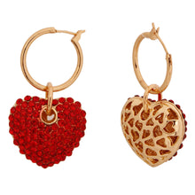 Load image into Gallery viewer, Red Rhinestone Heart Hoops
