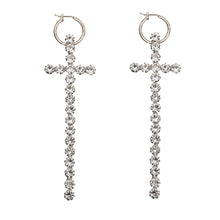 Load image into Gallery viewer, Rhinestone Cross Baby Hoop Earrings
