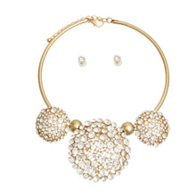 Load image into Gallery viewer, Gold Triple Rhinestone Dome Cluster Collar
