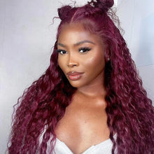 Load image into Gallery viewer, 99J Deep Wave 5×5 Lace Closure Wigs 180% Density Deep Wave Lace Front Human Hair Wigs For Black Women
