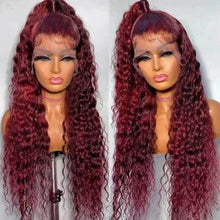 Load image into Gallery viewer, 99J Deep Wave 5×5 Lace Closure Wigs 180% Density Deep Wave Lace Front Human Hair Wigs For Black Women
