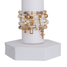 Load image into Gallery viewer, Cream Pearl Bead Cross Bracelets
