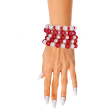 Load image into Gallery viewer, 5 Pcs Red and White Pearl Bracelets
