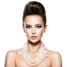 Load image into Gallery viewer, Pearl and Flower Necklace Set
