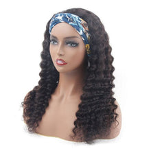 Load image into Gallery viewer, Headband Wigs Deep Wave Human Hair Wigs 150% Density Virgin Hair Natural Black
