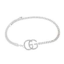 Load image into Gallery viewer, Silver Embellished Side Double G Belt
