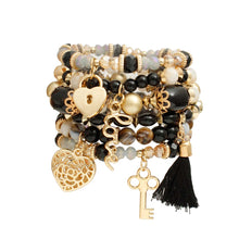 Load image into Gallery viewer, Black Glass Bead Love Bracelets

