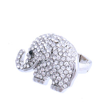 Load image into Gallery viewer, Silver Rhinestone Elephant Ring
