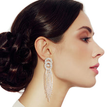 Load image into Gallery viewer, Gold Double Circle Fringe Earrings
