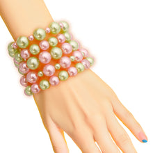 Load image into Gallery viewer, Pink and Green Pearl 5 Pc Bracelets
