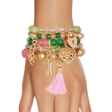 Load image into Gallery viewer, Pink Green Glass Love Bracelets
