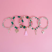 Load image into Gallery viewer, Pink Green Glass Love Bracelets
