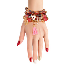 Load image into Gallery viewer, Pink Glass Bead Love Charm Bracelets

