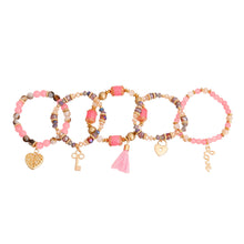 Load image into Gallery viewer, Pink Glass Bead Love Charm Bracelets

