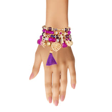 Load image into Gallery viewer, Purple Glass Love Charm Bracelets
