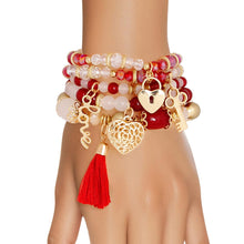 Load image into Gallery viewer, Red White Glass Love Bracelets
