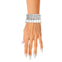 Load image into Gallery viewer, 5 Strand Silver Crystal Bracelets

