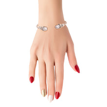 Load image into Gallery viewer, Gray Pearl Filigree Cable Bangle
