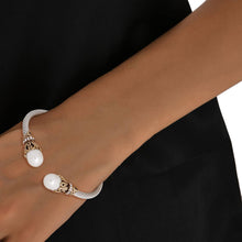 Load image into Gallery viewer, White Pearl Filigree Cable Bangle
