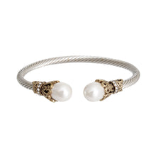 Load image into Gallery viewer, White Pearl Filigree Cable Bangle
