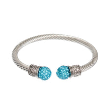 Load image into Gallery viewer, Turquoise Rhinestone Cable Bangle
