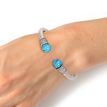 Load image into Gallery viewer, Turquoise Rhinestone Cable Bangle
