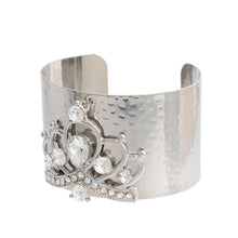 Load image into Gallery viewer, Silver Crystal Crown Cuff
