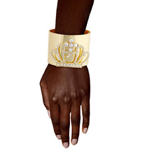 Load image into Gallery viewer, Gold Royalty Crystal Cuff
