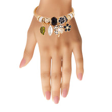 Load image into Gallery viewer, Gold Black Clover Cable Bangle
