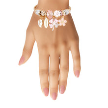 Load image into Gallery viewer, Gold Pink Clover Cable Bangle
