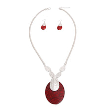 Load image into Gallery viewer, Long Silver and Red Oval Set
