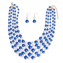 Load image into Gallery viewer, Blue and White Pearl 5 Strand Set
