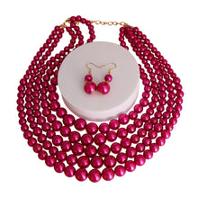 Load image into Gallery viewer, Fuchsia Pearl 5 Strand Set
