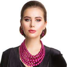 Load image into Gallery viewer, Fuchsia Pearl 5 Strand Set
