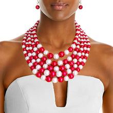 Load image into Gallery viewer, Red and White Pearl 5 Strand Set
