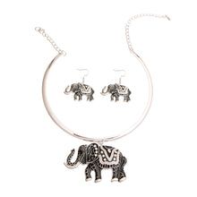 Load image into Gallery viewer, Black Tribal Elephant Choker Set
