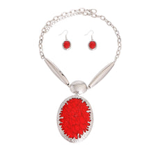 Load image into Gallery viewer, Oval Marbled Red Necklace
