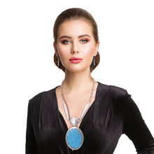 Load image into Gallery viewer, Oval Marbled Turquoise Necklace
