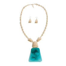 Load image into Gallery viewer, Teal Marbled Long Cable Chain Necklace
