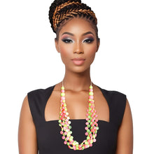 Load image into Gallery viewer, Long Pink Green Marbled Necklace
