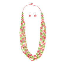 Load image into Gallery viewer, Long Pink Green Toggle Necklace
