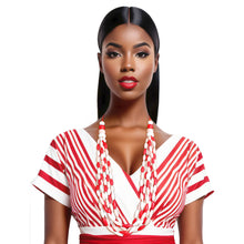 Load image into Gallery viewer, Long Red White Toggle Necklace
