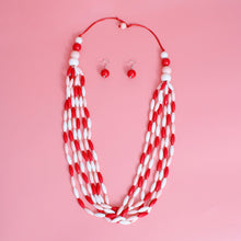 Load image into Gallery viewer, Long Red White Toggle Necklace
